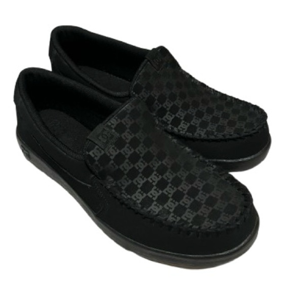 DC Men's Villain Black Leather Slip On Shoes NWOT